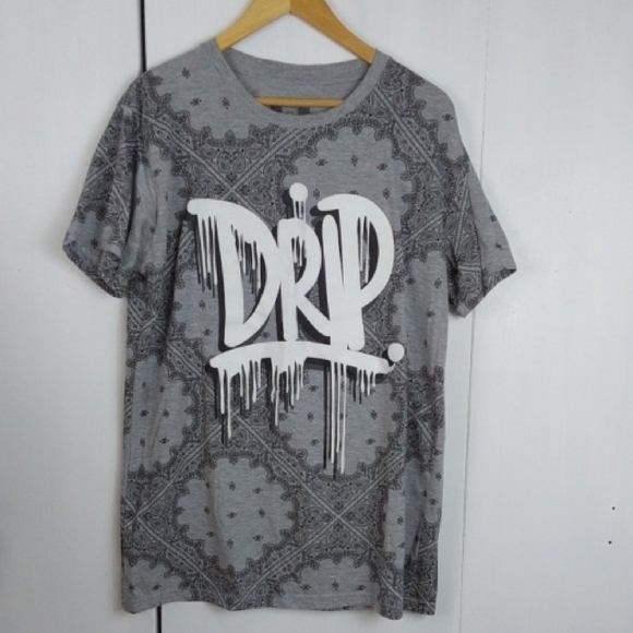 Hustle Bailey Apparel Gray Graphic T-Shirt DRIP Mens Sz.Large - Picture 1 of 4